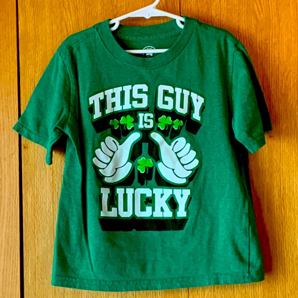 Boy’s St. Patrick’s day green shamrock lucky shirt size 6 - 7 Saint Pat’s Irish